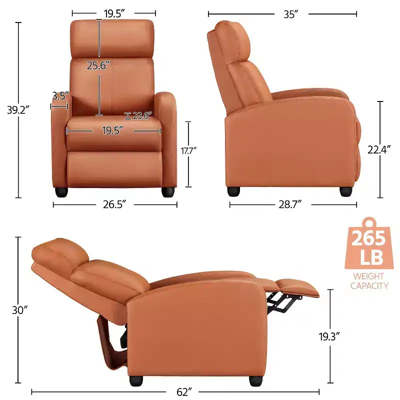 Yaheetech Adjustable Recliner Chair PU Leather Upholstered for Living Room