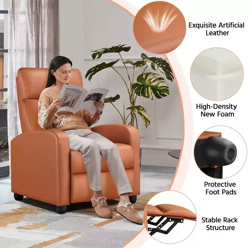 Yaheetech Adjustable Recliner Chair PU Leather Upholstered for Living Room