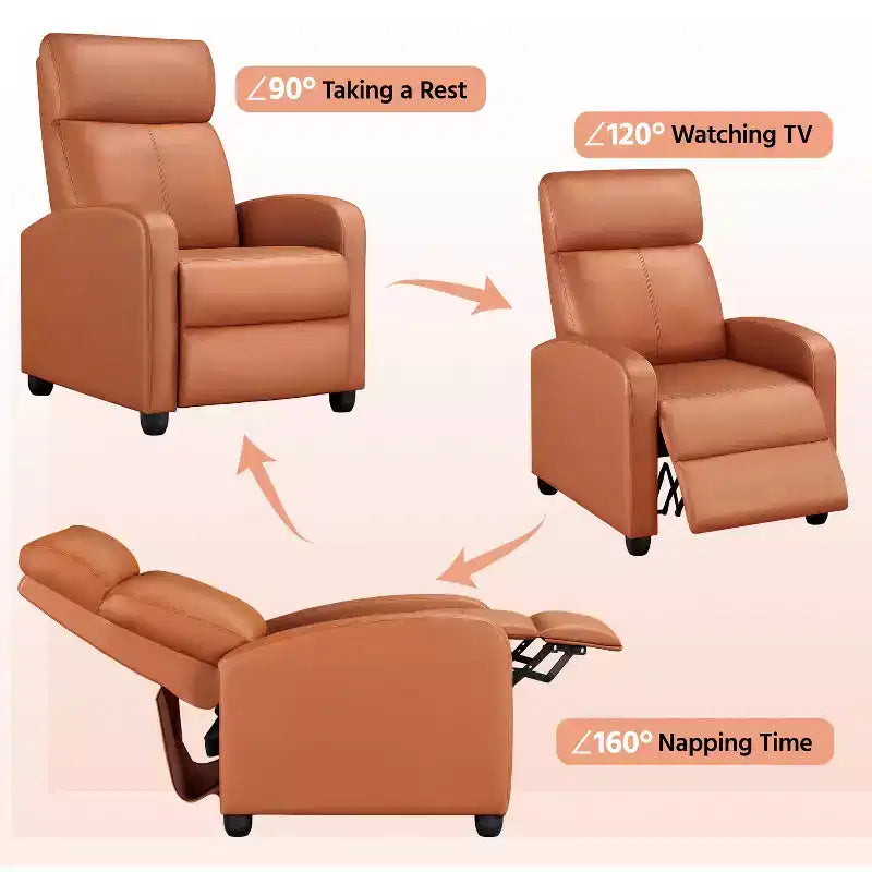 Yaheetech Adjustable Recliner Chair PU Leather Upholstered for Living Room