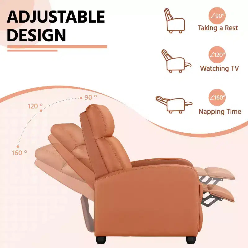 Yaheetech Adjustable Recliner Chair PU Leather Upholstered for Living Room