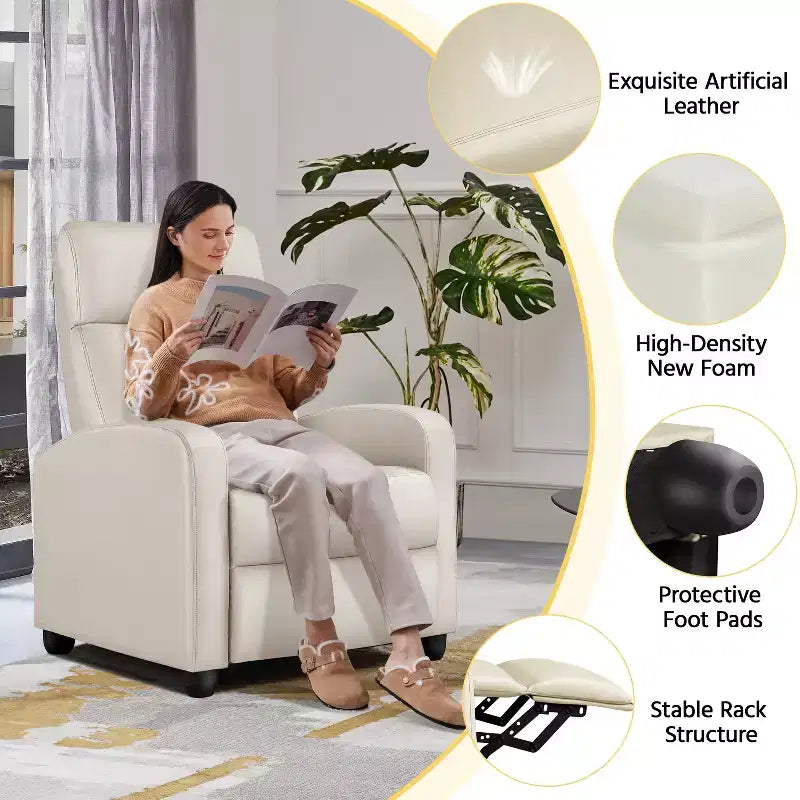 Yaheetech Adjustable Recliner Chair PU Leather Upholstered for Living Room