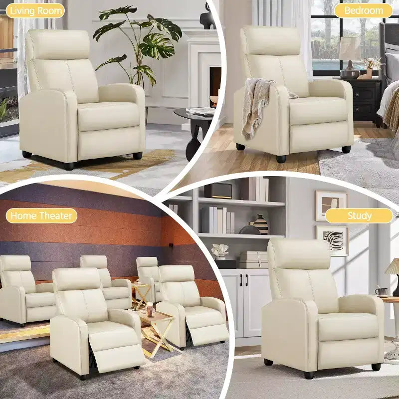 Yaheetech Adjustable Recliner Chair PU Leather Upholstered for Living Room