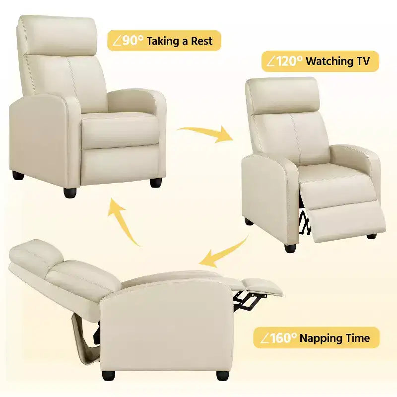 Yaheetech Adjustable Recliner Chair PU Leather Upholstered for Living Room