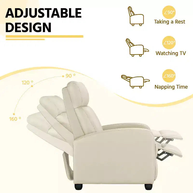 Yaheetech Adjustable Recliner Chair PU Leather Upholstered for Living Room