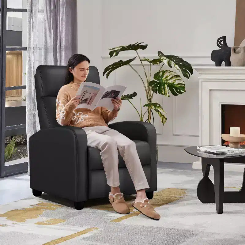 Yaheetech Adjustable Recliner Chair PU Leather Upholstered for Living Room
