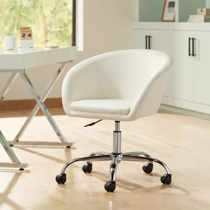 55 Downing Street Nash Crme Faux Leather Adjustable Office Chair