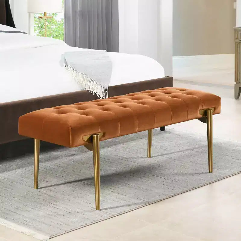 Jennifer Taylor Home Aria Upholstered Gold Accent Bench